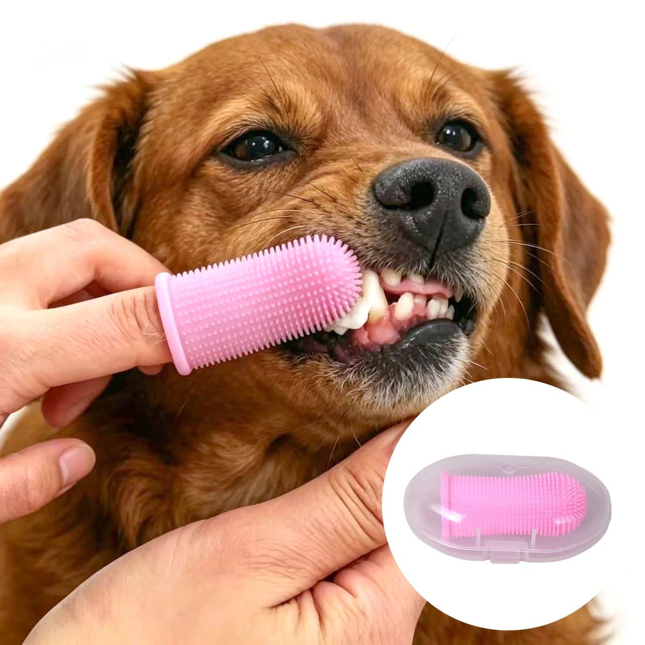 

Pet Finger Toothbrush 360° Silicone Teeth Cleaning Finger Brush for Dogs & Cats, Anti‑Drop Design, Individually Boxed
