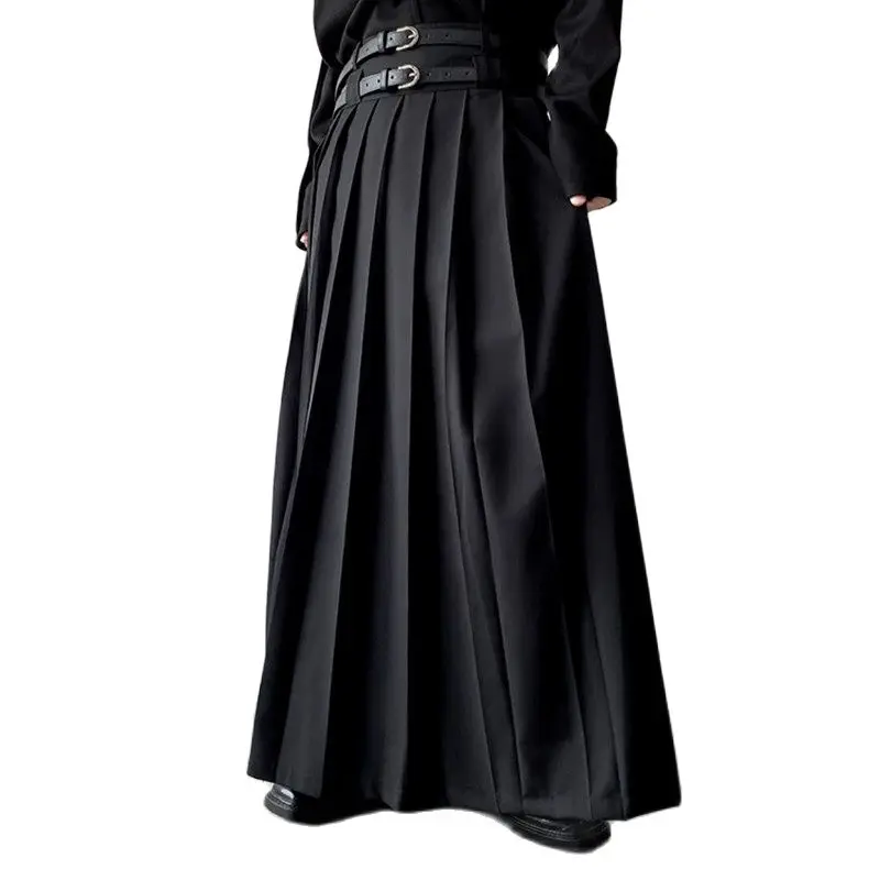 Women's Gothic Pleated Skirt Black Long Casual Skirt