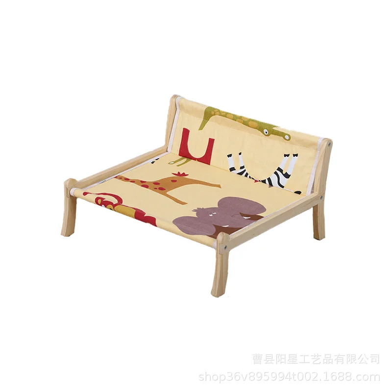 Cama elevada de madera transpirable para gatos y perros pequeños