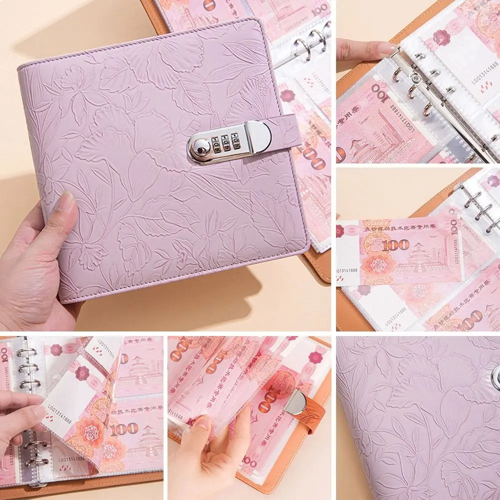 With Password Lock 200 Envelopes Money Saving Challeng Save Money PU Savings Binder Portable Reusable Savings Challenges Book