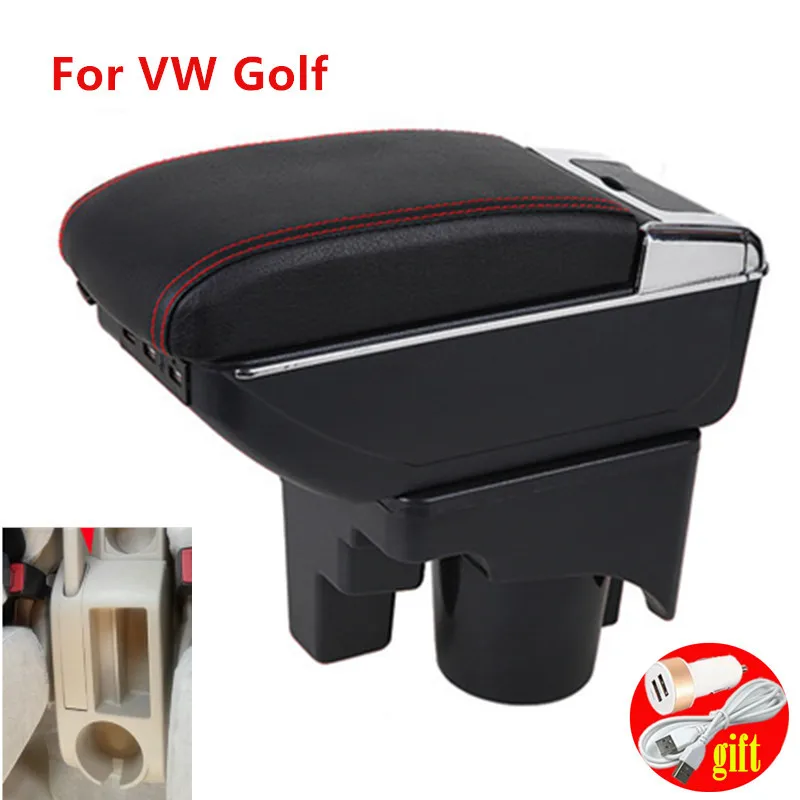 

FOR VW golf Armrest box FOR VOLKSWAGEN GOLF 5 MK5 V GOLF 6 MK6 VI Interior Car Armrest Center Storage box with USB LED light