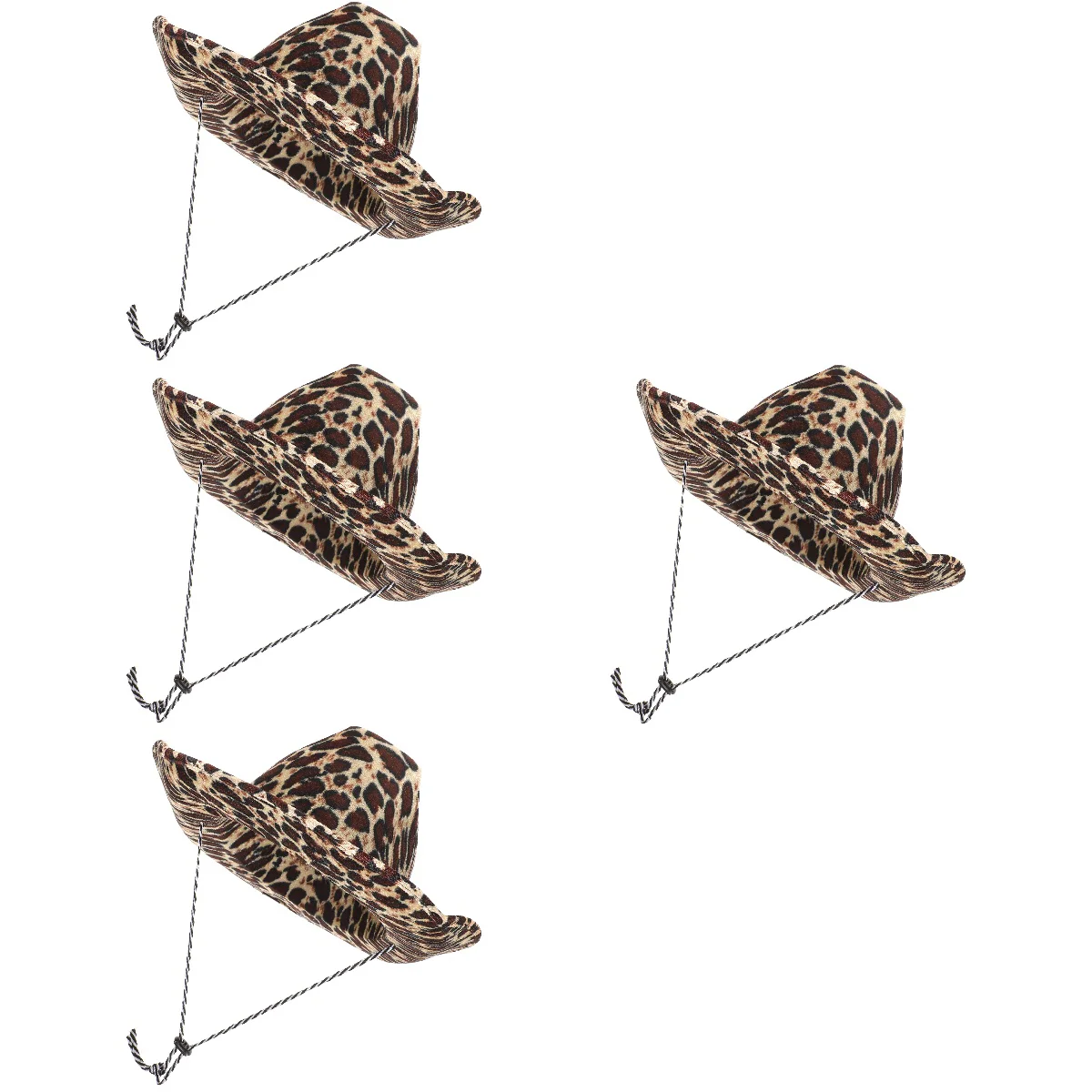 

4 Pack Cowboy Hat Stage Performance Prop Masquerade Decorative Animal Lightweight Breathable Leopard Pattern Elegant