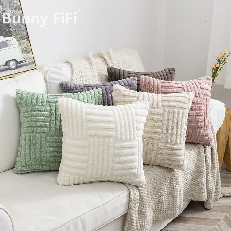 Woven Plush Falei Velvet Solid Color Double-sided Soft Plush Ultra Warm Pillowcase 45*45cm Decorative Cushion Cover For Sofa