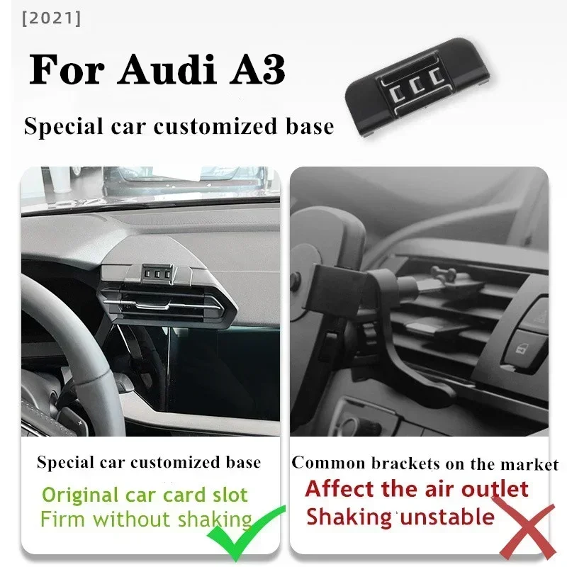 

2021-2022 для Audi A3, автомобильный держатель для мобильного телефона, беспроводное зарядное устройство, навигационный кронштейн, поддержка GPS, вращение на 360°