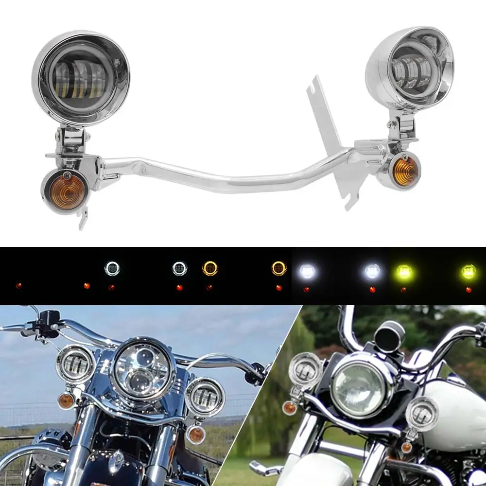 Led Fog Passing Lights Fits For Harley Touring Electra Glide Road King Road Glide Street Glide Ultra 1993-2025 Chrome Fog Lights