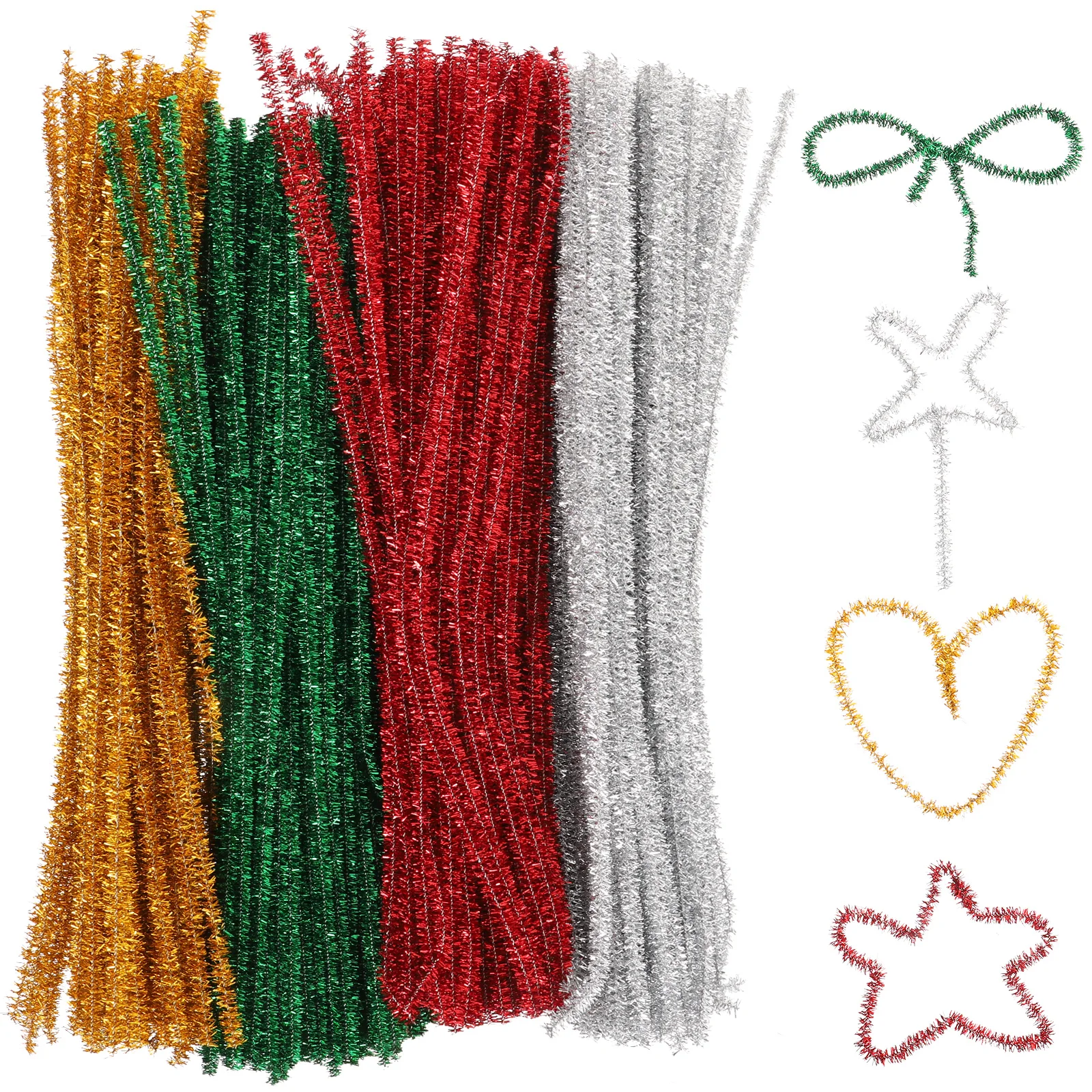 

400Pcs Christmas Craft Supplies Colored Glitter Chenille Stems Flexible DIY Crafting Accessories Arts and Crafts