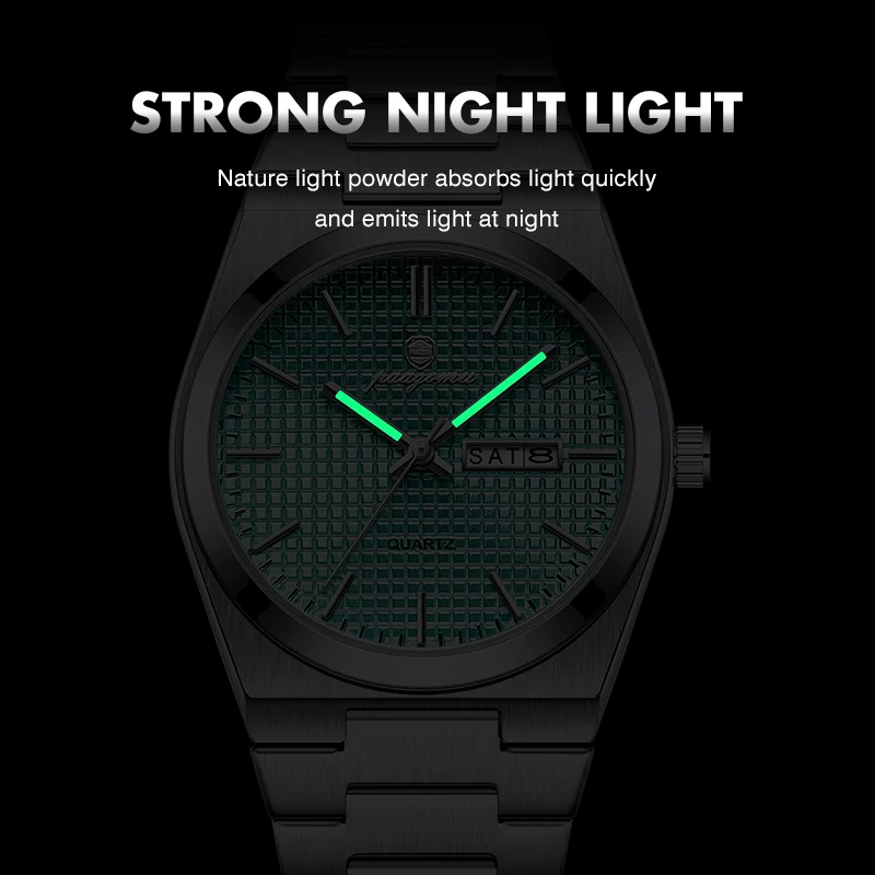 2025 New Men Watch Stainless Steel Business Style Luxury Rhinestone 43mm Blue Gold Quartz Movement Wristwatch Relogios Masculino