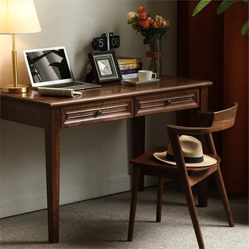 American retro black walnut all solid wood desk writing desk modern simple computer desk home