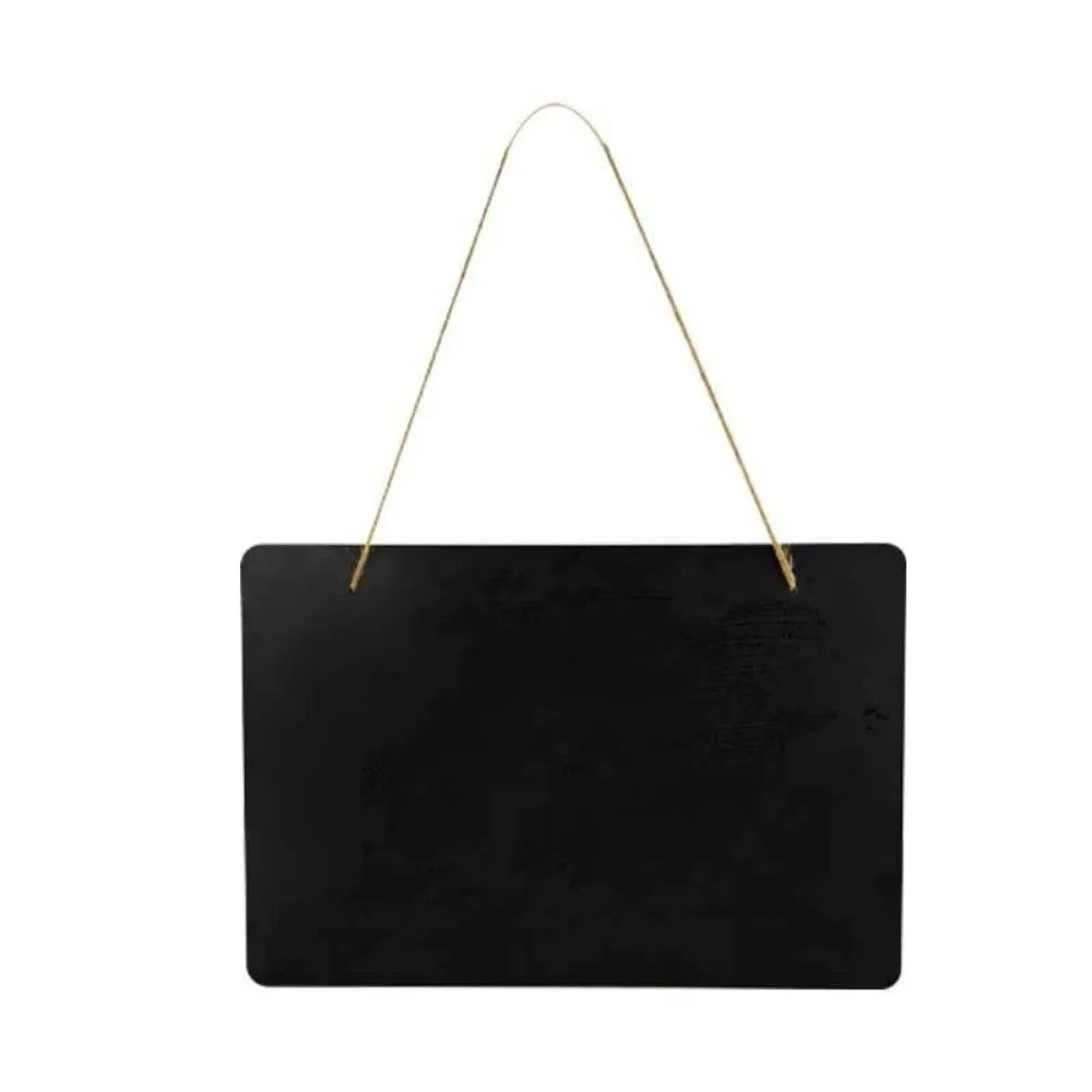 Wooden Hanging Chalkboard Sign Double Sided Using with Rope Message Board Reusable Writing Wall Blackboard Home Decor