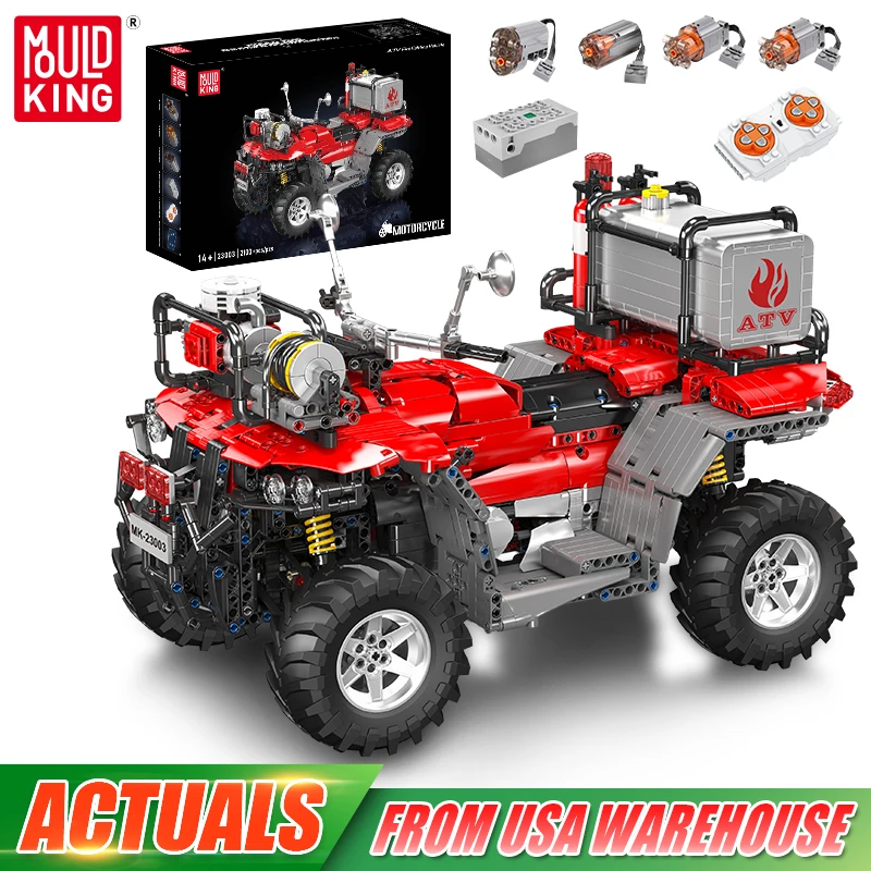 

Mold King 23003, технические игрушки для автомобилей, радиоуправляемый квадроцикл, пожарная машина, строительный блок, сборка, набор мотоциклов, детский рождественский подарок