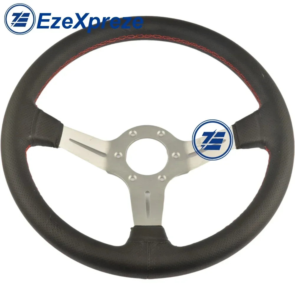 ND 14 inch 350 mm Universal Leather Racing Steering Wheel Deep Corn Drift Lucky Sport Steering Wheel