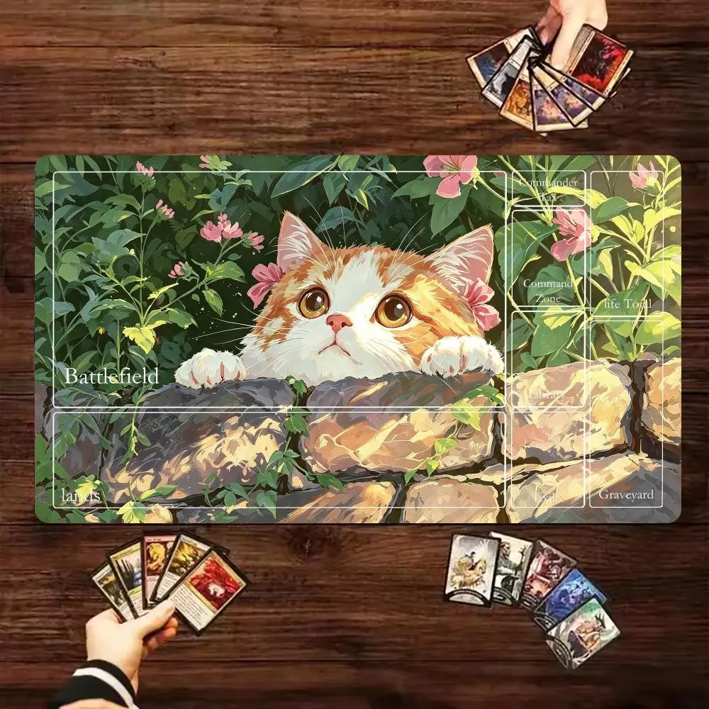 Cute Orange Cat Mouse Pad MTG Trading Card Game Playmat 60X35CM TCG  Play Mat MTG Non-Slip Durable Stitched Edge Magic Card Mats