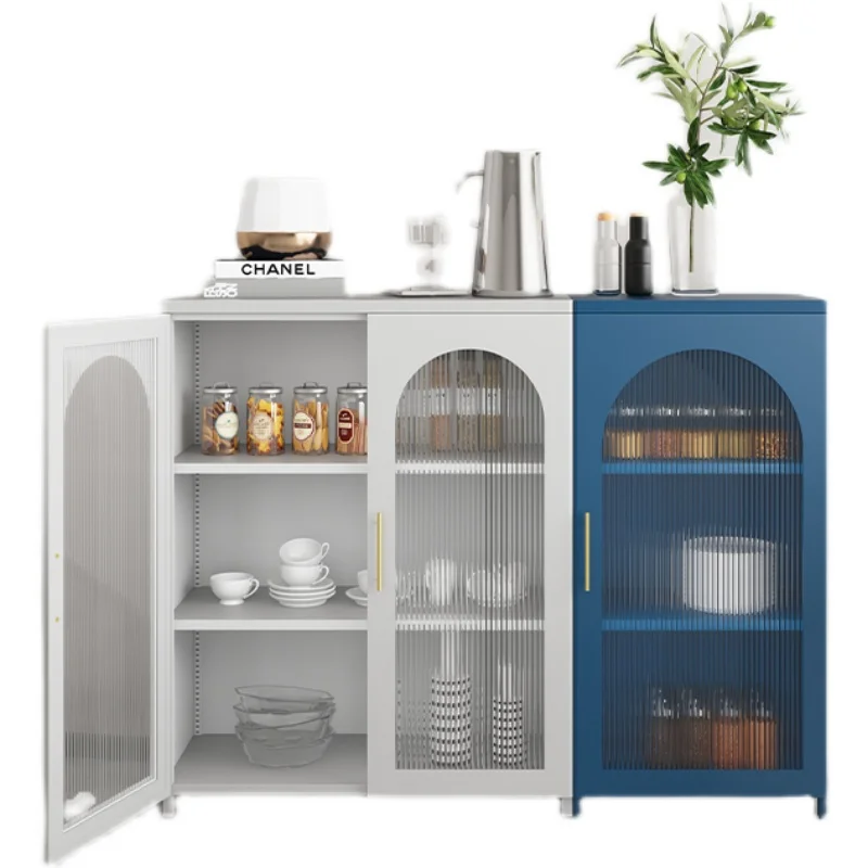 

Glass door wrought iron display storage dustproof bookshelf household locker