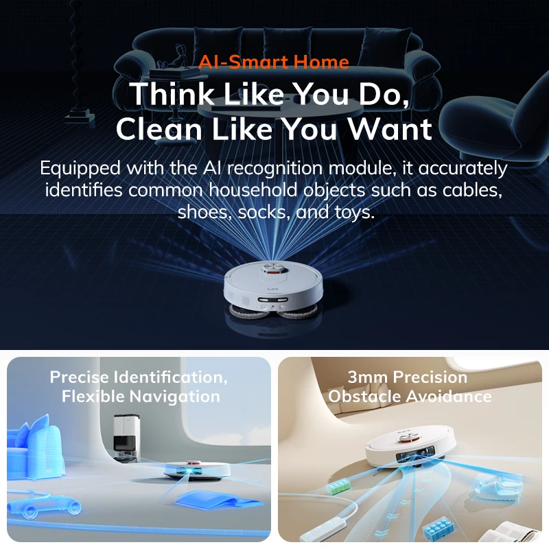 مكنسة روبوت ILIFE T60s مع محطة ذاتية الكفاءة لتجفيف الهواء الساخن، وجمع الشعر، وغسيل تلقائي، وAI وLDS، ورفع الممسحة التلقائية #3