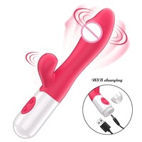 2 in 1 G-Spot Dual Vibrator Dildo Rabbit Rechargeable Vagina Massager Masturbator AV Wand Clitoral Stimulator Female Sex Toy