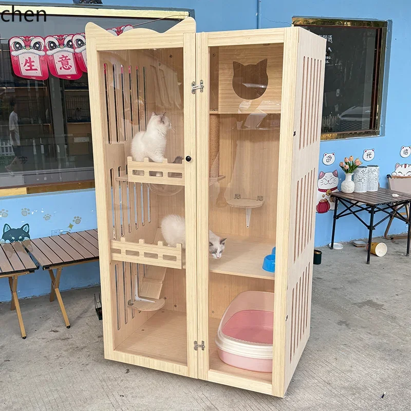 TQH6.23 Solid Wood Cat Nest Cat Villa Space Capsule Cat Cage Pet Cage Display Cabinet