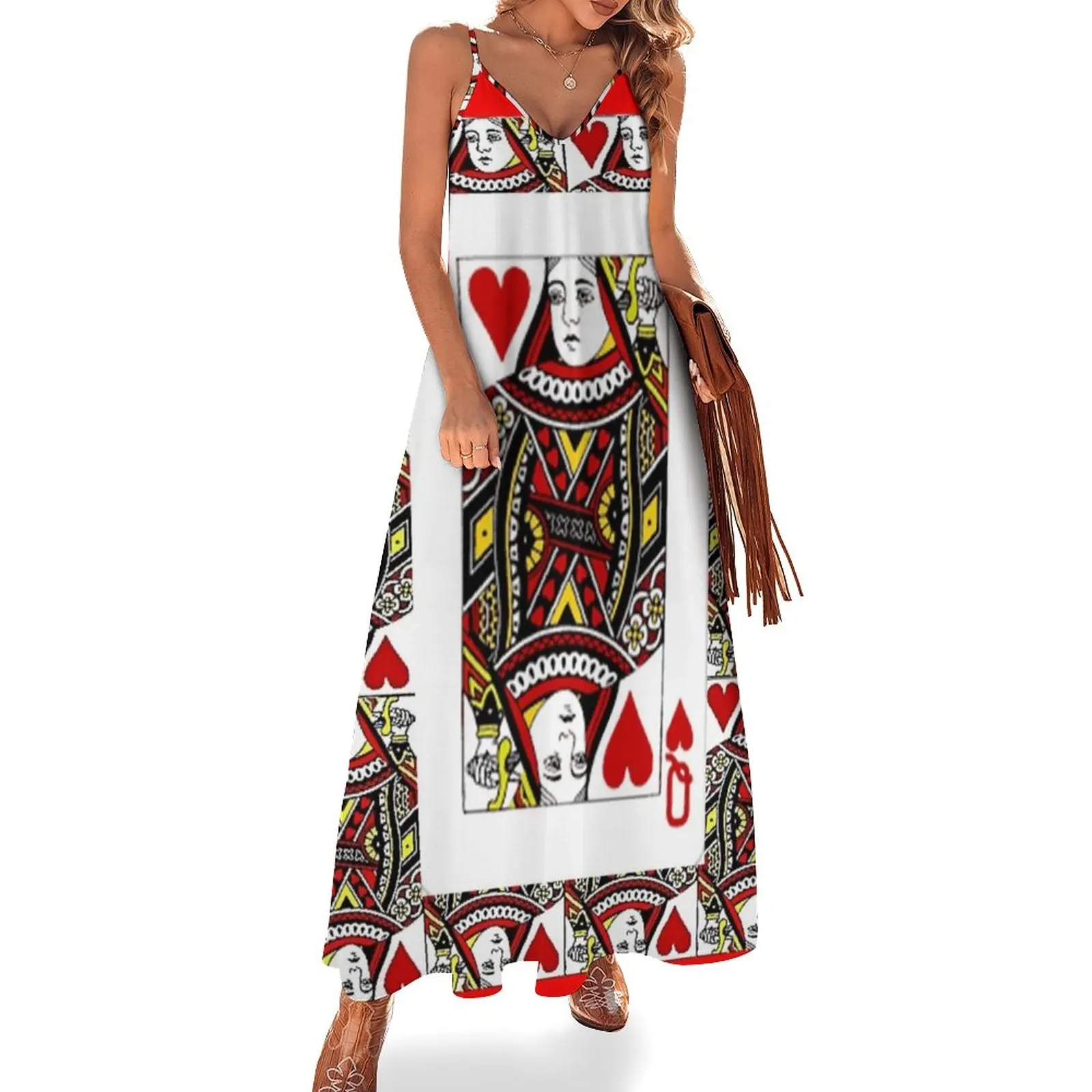 

QUEEN OF HEARTS PLAYING CARDS ARTWORK Sleeveless Dress Women's summer suit party dresses women luxury woman party dress