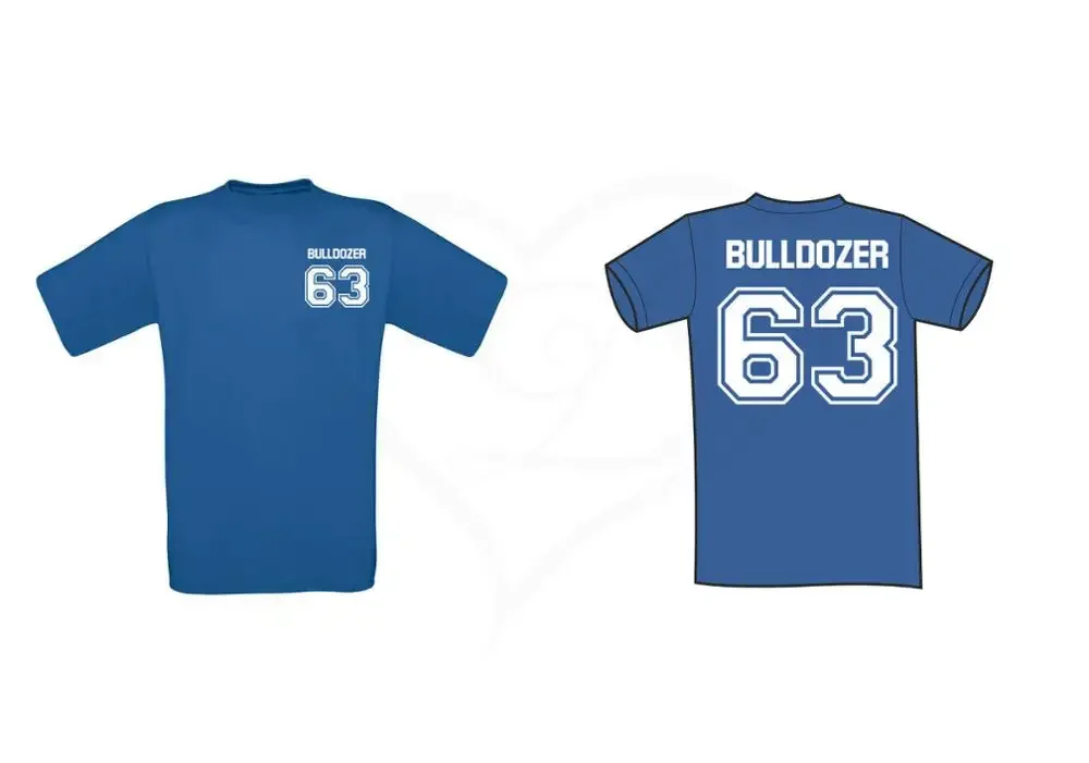 T-Shirt Bulldozer T-Shirt Shirt Customizable Number Bud Spencer Double Side  Short Sleeve Cotton Man Basic T Shirt