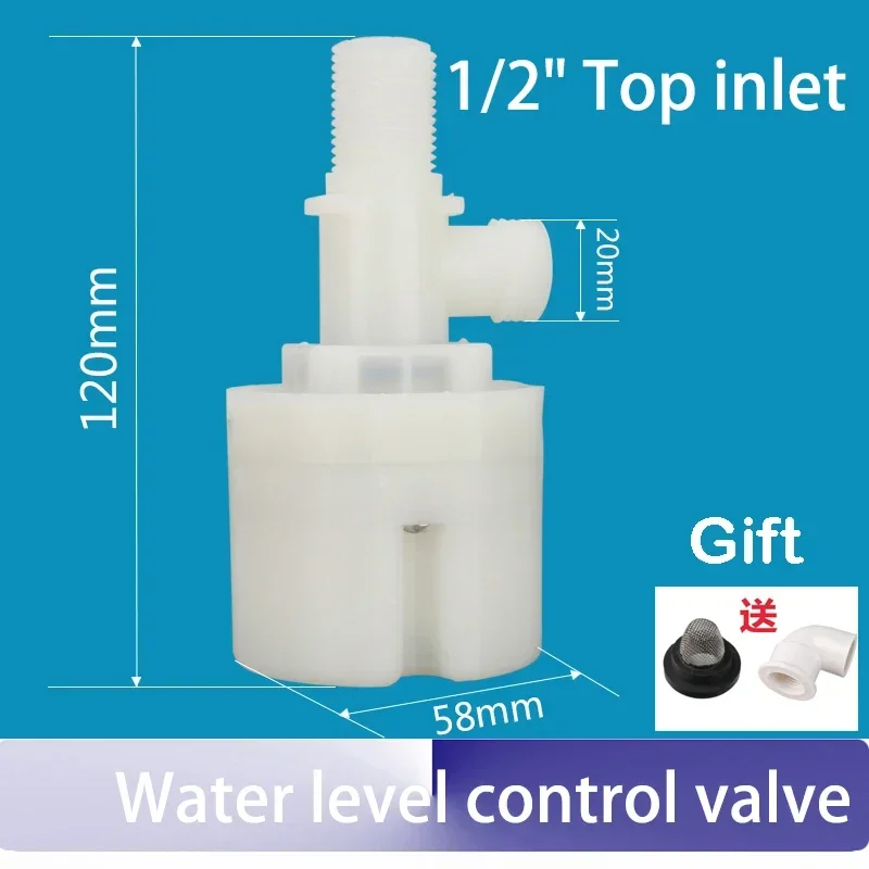 

1/2 "верхний впускной впуск, встроенный/внутренняя система регулирования уровня воды, автоматический поплавковый клапан для бассейна с резервуаром для воды