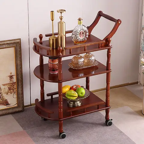Solid wood hotel food delivery cart restaurant drinks and beverages trolley