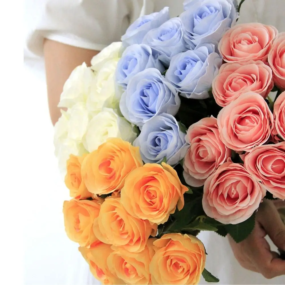 

8 Heads Artificial Rose Flower Branches Realistic Real Touch Simulation Rose Flower Handmade Fake Flowers Home Living Room Decor
