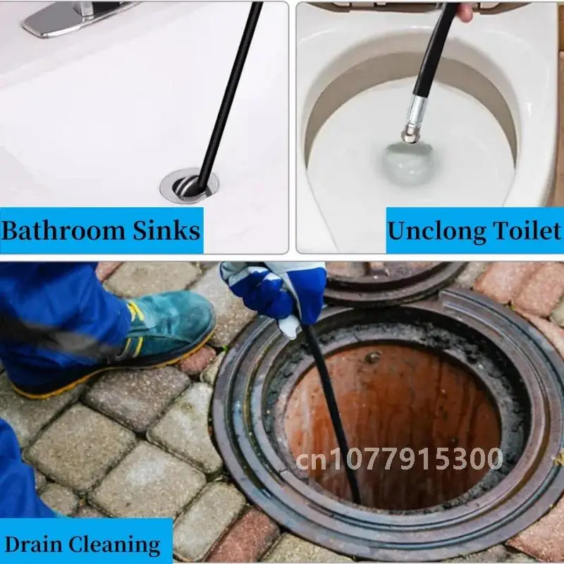 High Pressure Cleaning Machine Pipeline Sewage Dredging Cleaning Hose, Sewer Drainage Spray Kit, Rotary Nozzle, For Karcher