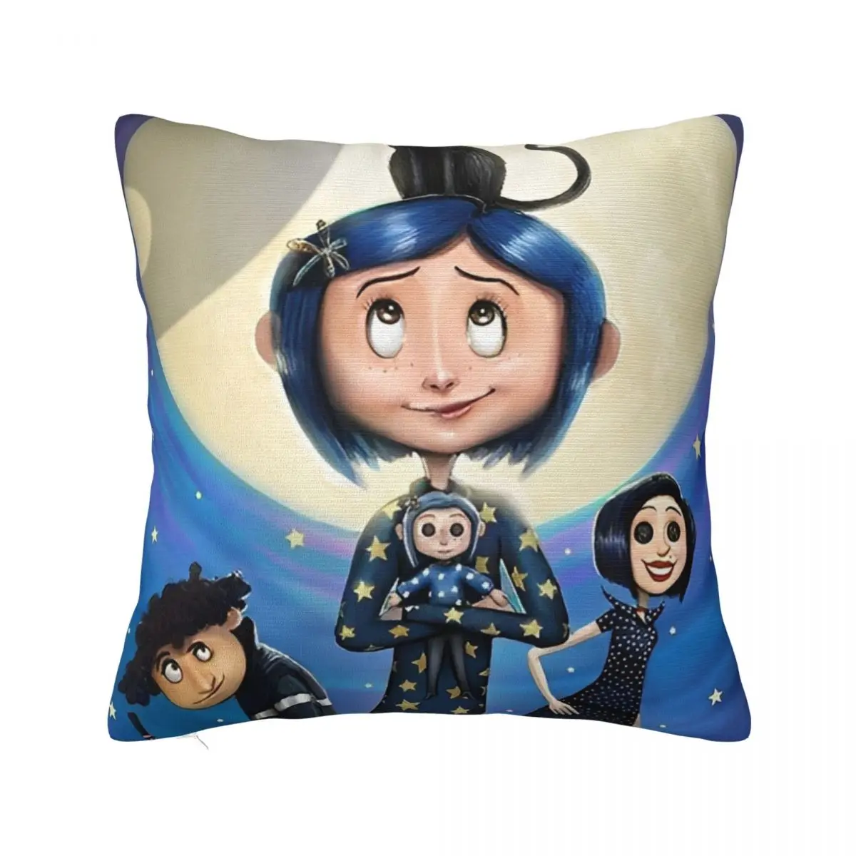 Cartoon Coralines Movie Pillowcase Soft Cushion Cover Gothic Style Animation Halloween Throw Pillow Case Cover Home Zipper 40cm