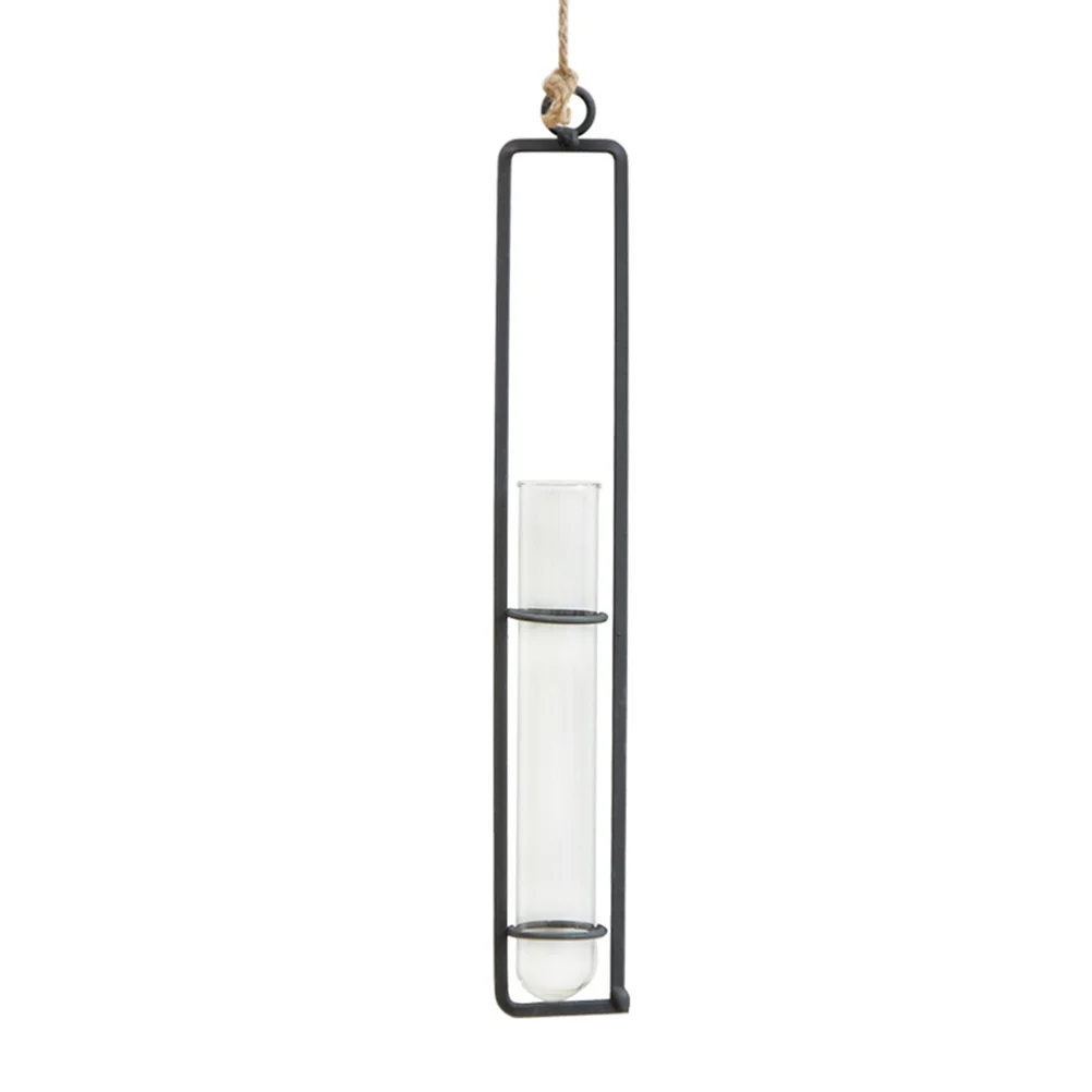 

Hanging Iron Glass Planter Creative Flower Vase Simple Charm for Fresh Dried Faux Plants L Size Iron Planter