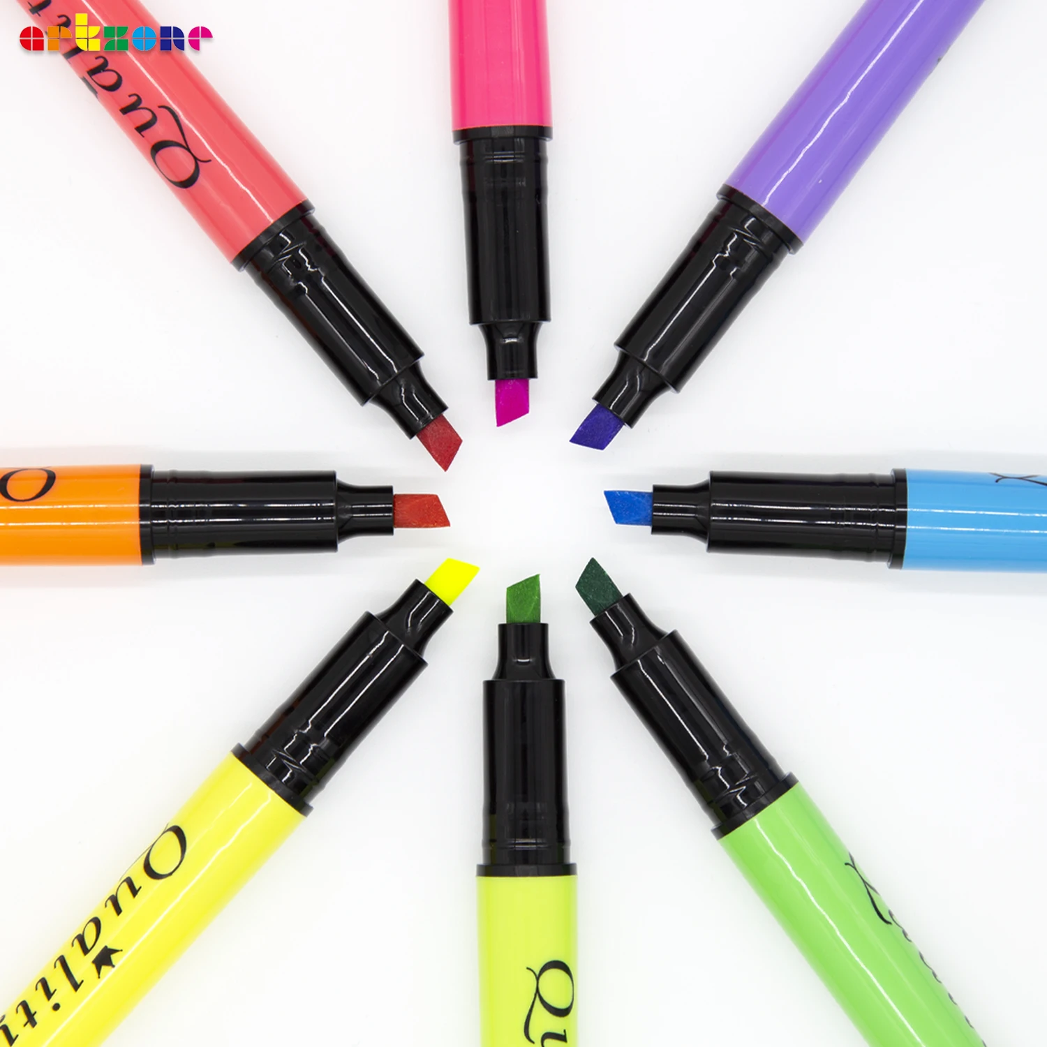 8 Colors Fluorescent Highlighter Pens Non Toxic No Smear Ink Colored Marker Pen Set for Office School Supplies