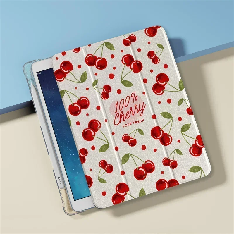 

Kawaii Cherry Tablet Case For Apple iPad Air 2024 11 inch Air5/4 10.9 iPad 5/6/7/8/9 Gen 9.7 Air 3 10.2/10.5'' mini 6/5 Case Fun