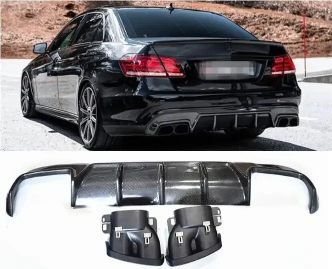 

For Benz W212 E260 E300 E63 E63S AMG 2014-2016 High Quality Carbon Fiber Car Rear Bumper Lip Trunk Diffuser Exhaust Spoiler