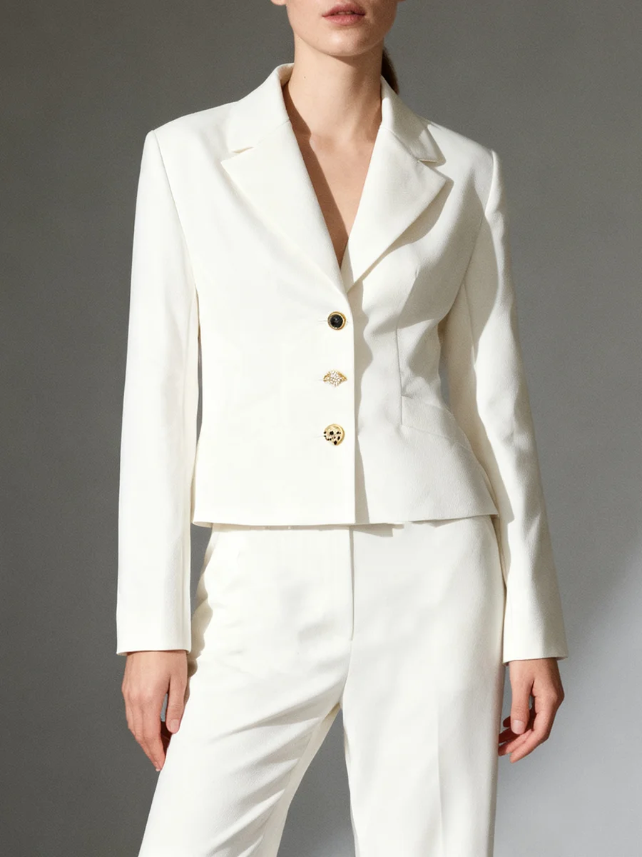 TWOTWINSTYLE Solid Slimming Spliced Lace Up Fashion Blazers for Women Lapel Long Sleeves Patchwork Buttons Elegant Blazer Female