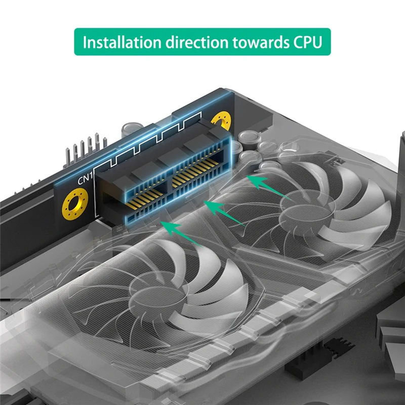 Exquisite-PCI-E 1X 3.0 90 Degree Reverse Male To Female Riser Card For 1U Server (Installation Direction Towards CPU)