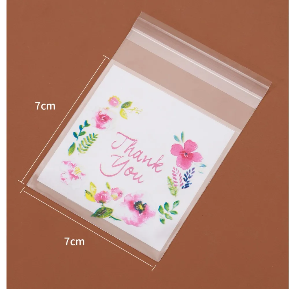 100Pcs/lot Plastic Thank you Cookie&Candy Self-Adhesive Bags for Gift Jewelry Packaging