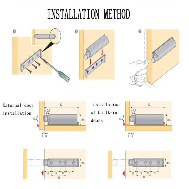 Dämpferpuffer, Küchenschrank, Türstopper, Schublade, sanftes, leises Schließen mit Schrauben, unsichtbarer Griff, Wohnmöbel-Hardware – Detail 4