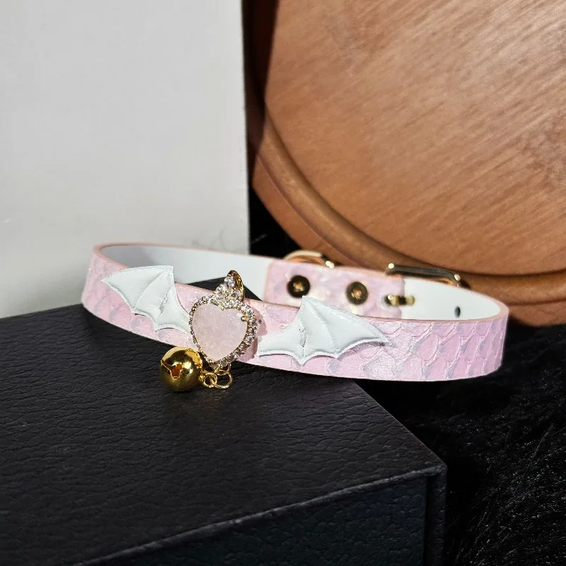 Super Beautiful Choker Snakeskin Collar Original Custom Puppy Sweet Cool Pink Collar Personalized Female Couple Gift