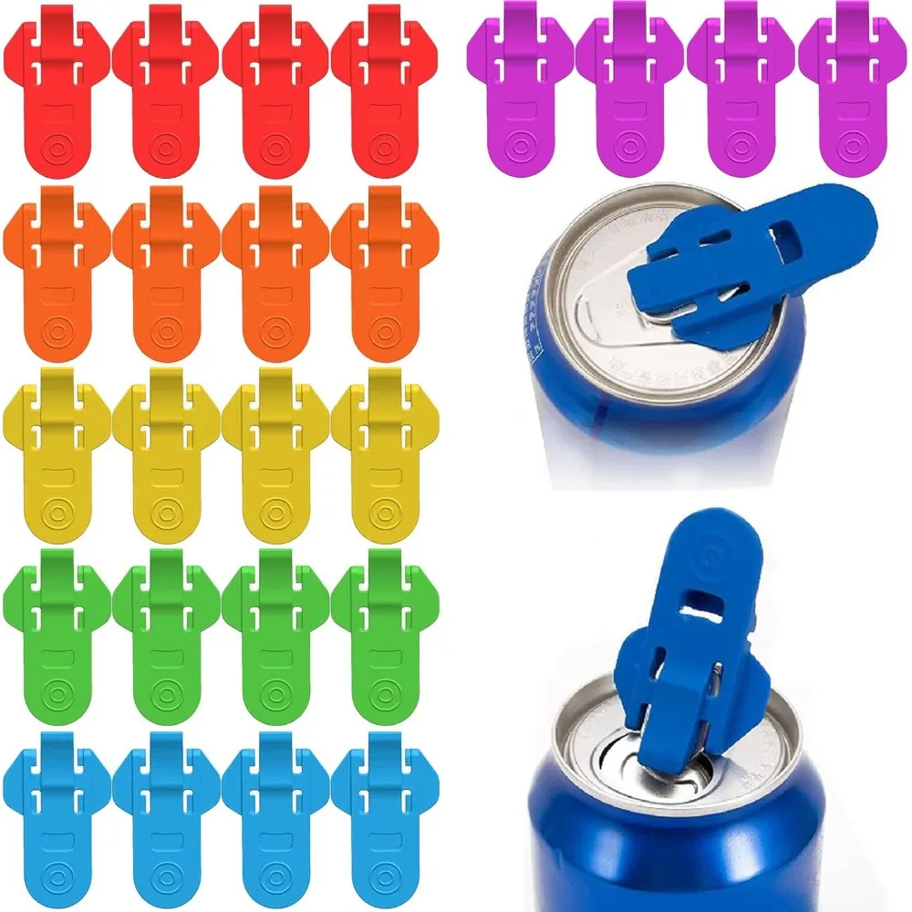 

24 PCS Manual Easy Can Opener Colorful Drink Can Protector Cap Leakproof Soda Top Ring Opener Tool Tab Plastic Can Openers