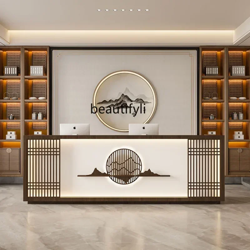 

Chinese Style Reception Counter Cashier Ear Cleaning Foot Massage Store Reception Pavilion of Regimen Service Retro Bar