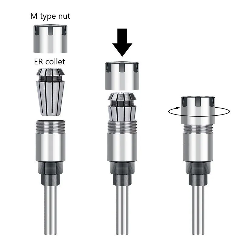 XCAN ER Router Bit Extension Rod Collet 1/2 Shank Spring Collet Chuck Wood Milling Cutter Chuck CNC Machine Milling Tool Holder