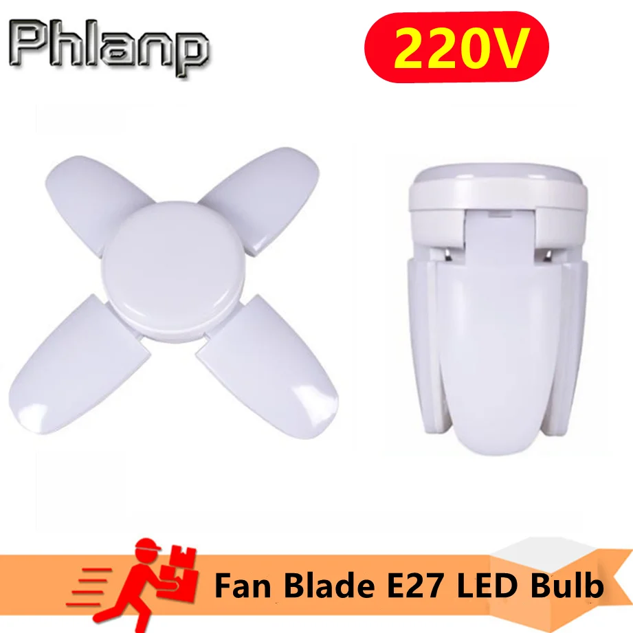 

E27 LED Bulb Fan Blade Timing Lamp AC220V 28W Foldable Led Light Bulb Lampada Night Lights For Home Ceiling Light Lighting