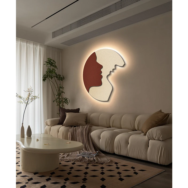 

LED with light Italian minimalist circular porch decorative painting Living room hanging painting Bedroom dining room Abstract