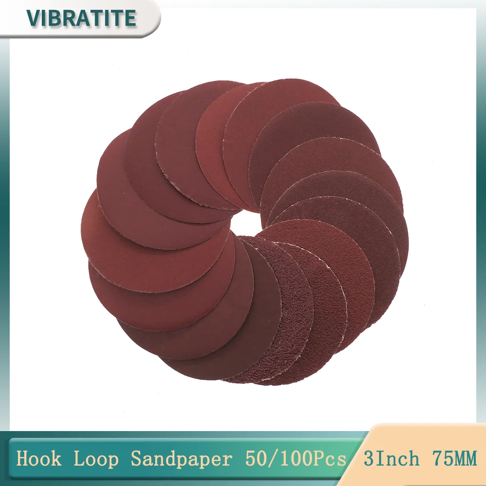 

50/100 PCS 3 Inch 75MM Hook & Loop Assorted 40-1200 Grit Aluminum Oxide Sanding Discs Sandpaper For Abrasive Orbital Sander Pad