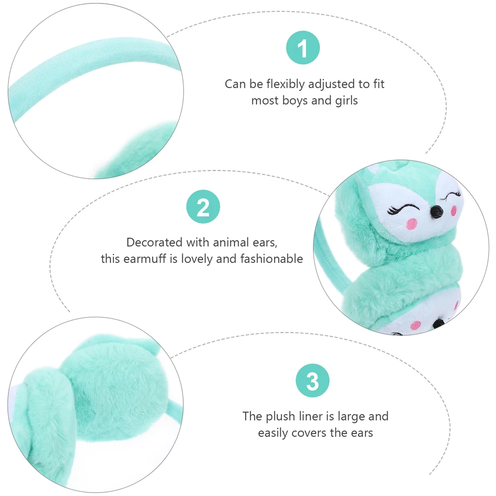 

2pcs Children Earmuffs Bright Color Windproof Covers Winter Lovely Fox Pattern Reusable Warmers For Kids Outdoor Comfortable