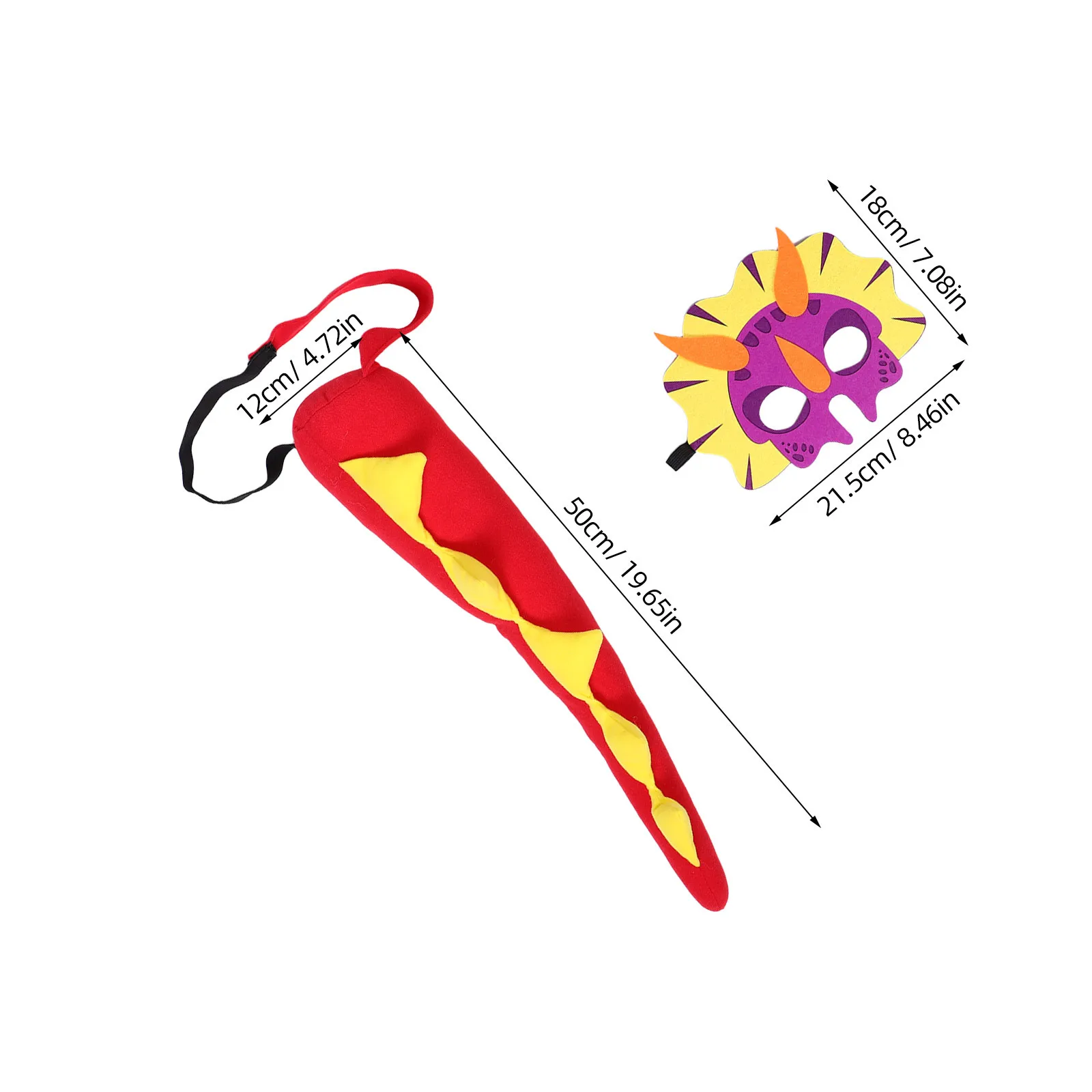 1Set Dinosaur Tail Mask Set Realistic Costume Birthday Party Role Events Creative Dress Up