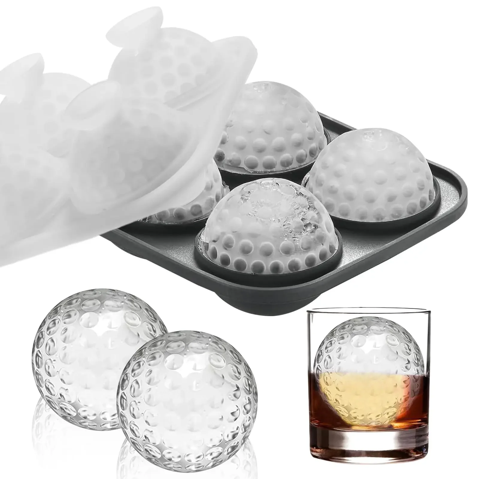 

Ice Cube Tray Silicone with Lid Round Square Ice Ball Mold Spherical Silicone Ice Cube Mold for Kitchen Cocktail Whiskey Drink