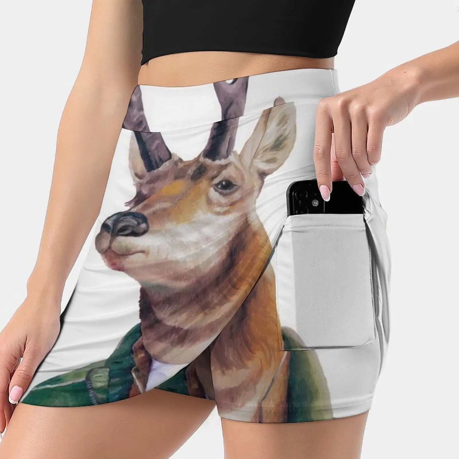 Pronghorn Deer Women's skirt Aesthetic skirts New Fashion Short Skirts Deer Pronghorn North American Antler Animals In Suits