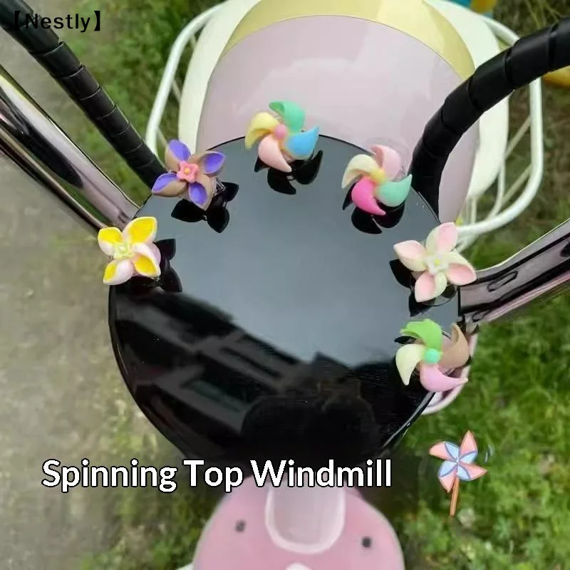 6Pcs Random Color Mini  Colorful Spinning Windmills For Car Interior And Exterior, Bicycle And Motorcycle Rearview Mirror〔Nest〕