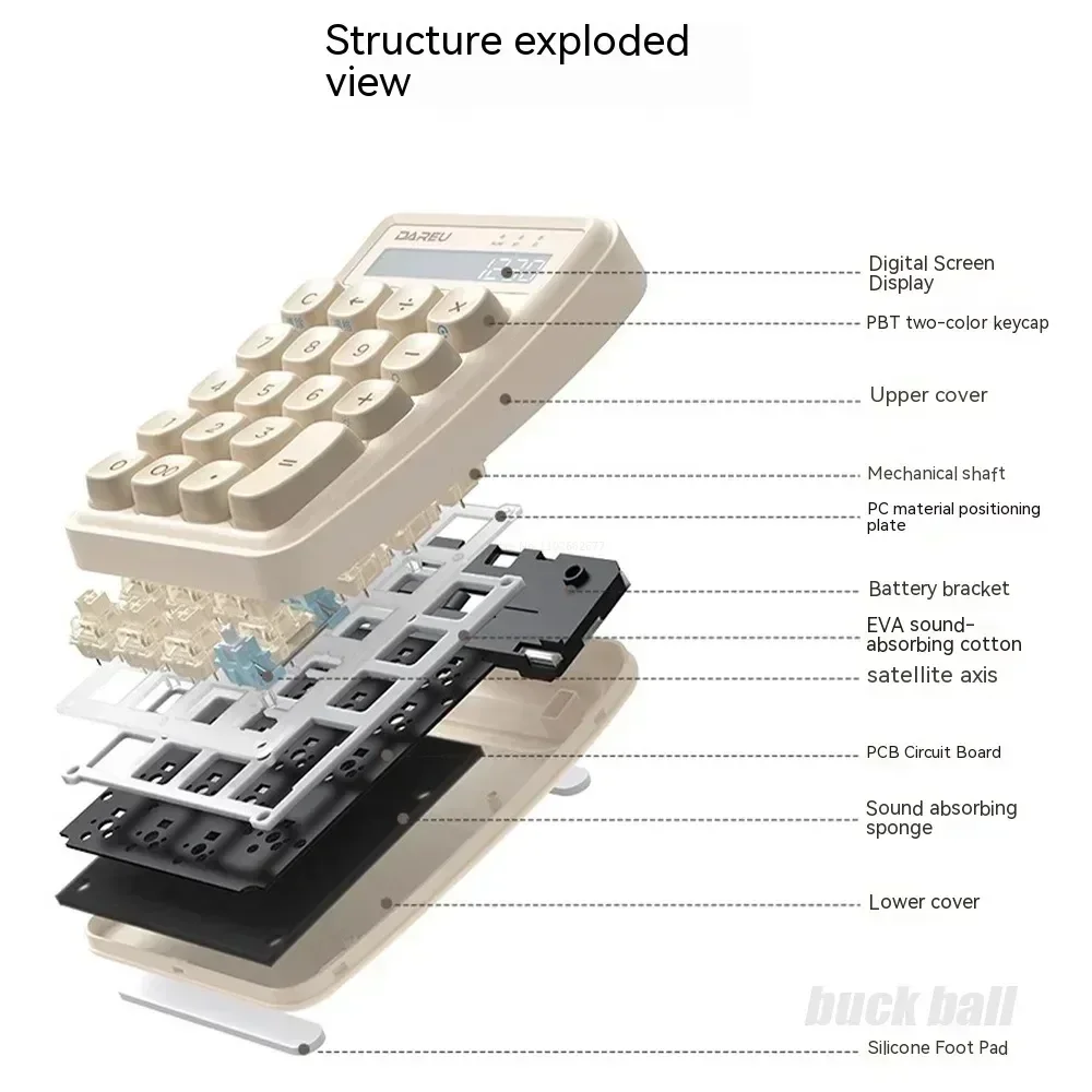 Imagem -03 - Teclado sem Fio Teclado Numérico Mode Bluetooth Mini Calculadoras Teclado Mecânico Bonito em Acessório Portátil Presente Dareu-z19