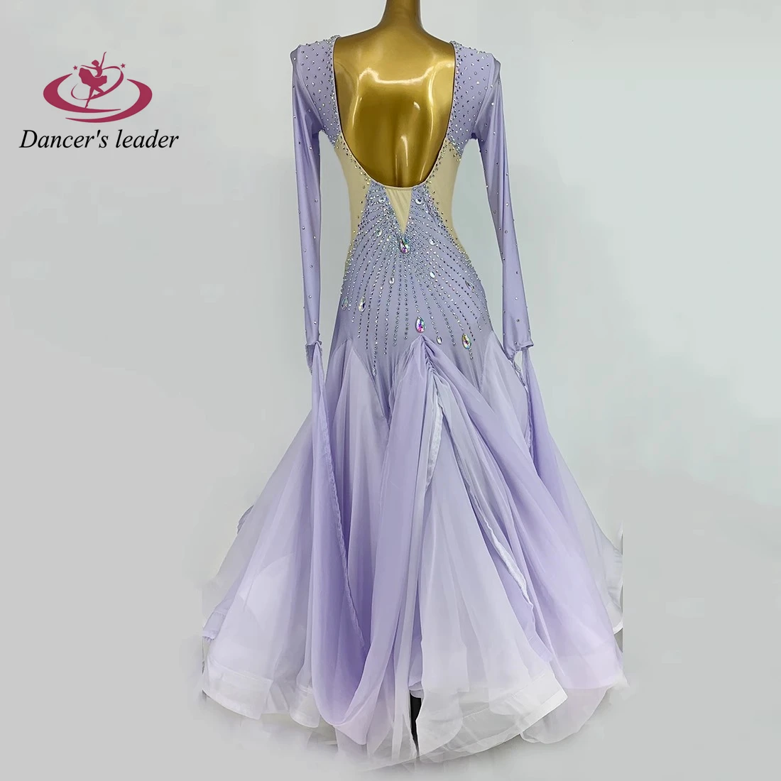 Ballroom Dress High-end Customized Flash Diamond Multi-layer Large Skirt Tango Waltz Adult Stage Professional Clothing