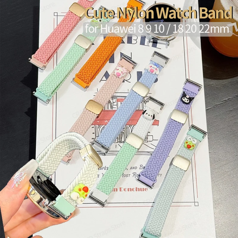 Cute Nylon Braided Watch Band for Huawei Gt5/4/3/2 7 8 Bracelet 3 4pro 18 20 22mm Nylon Watch Strap for Xiaomi Miband 10 9 8 Pro